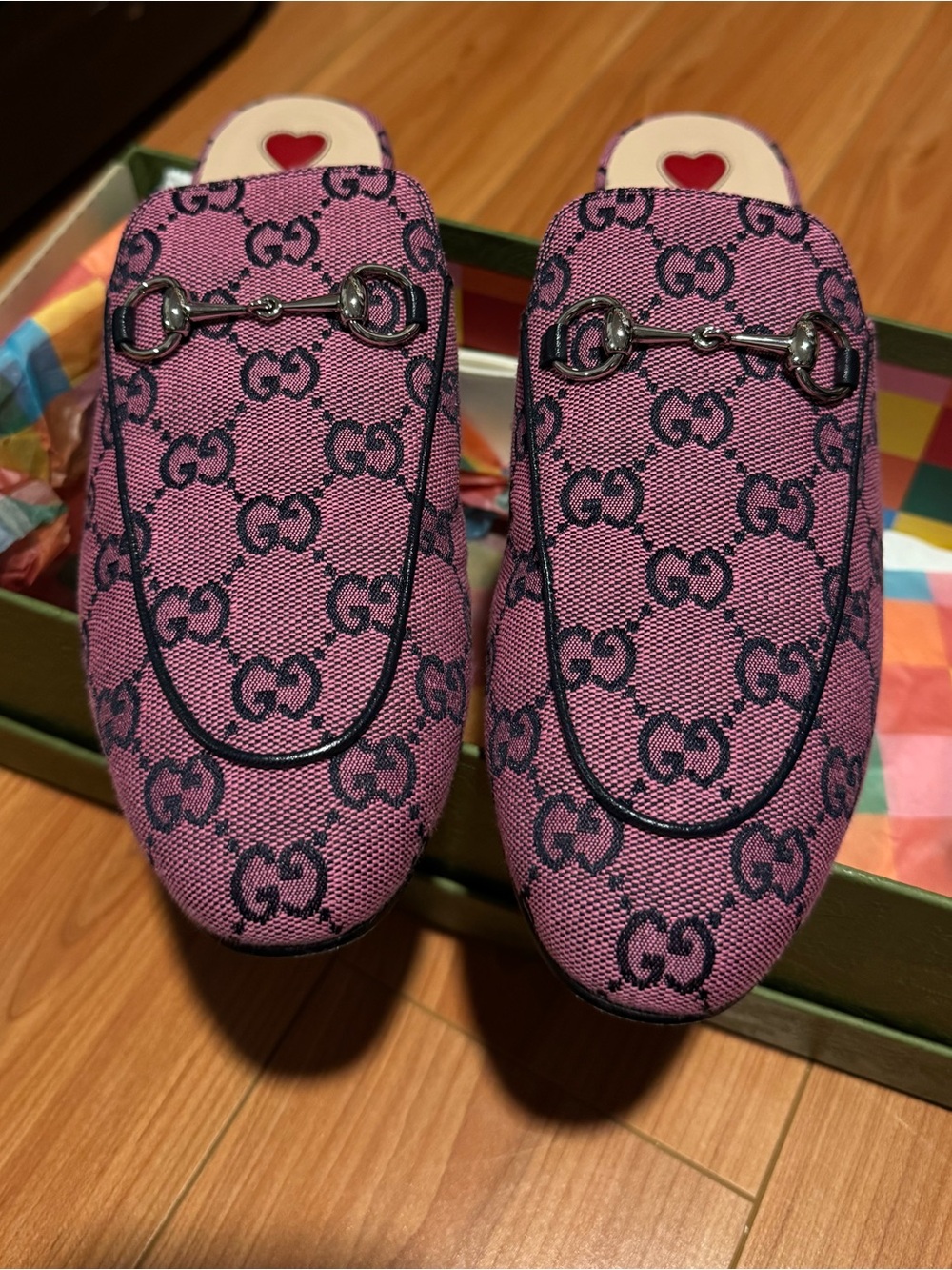 Gucci Purple GG Canvas Horsebit Slippers